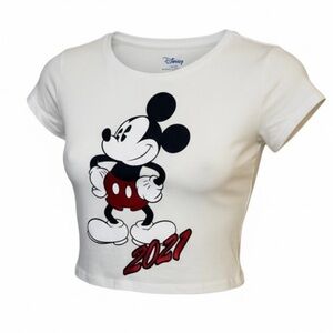 Disney Mickey Mouse Cropped Top Tshirt Women’s Juniors Large (11/13) 2021